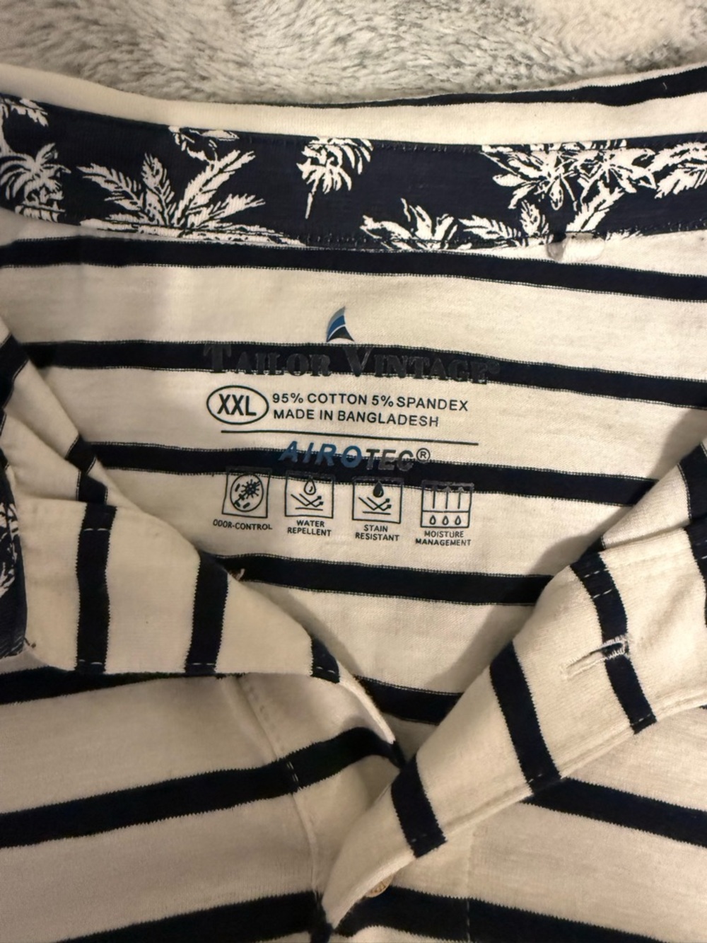 Tailor Vintage Navy & Cream Striped Polo